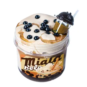 BUBBLE TEA themed slime(7oz) - Thick and Glossy Textured Slime - Handmade Slime - ASMR Slime Squishies