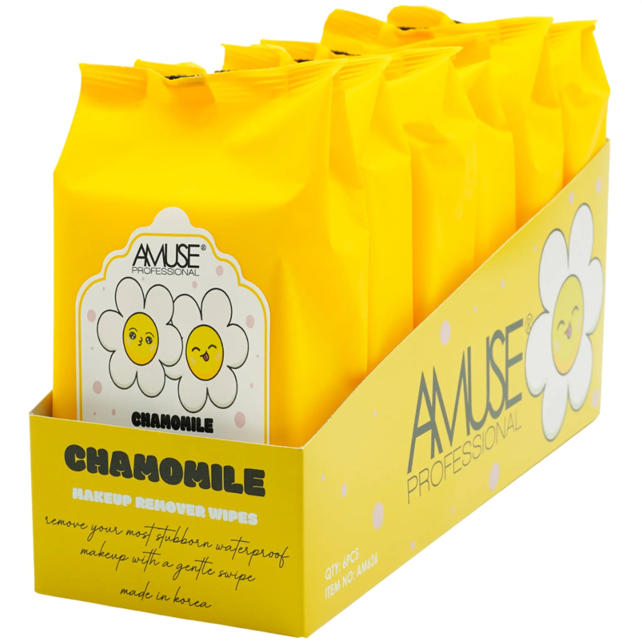 Toallitas Desmaquillantes Manzanilla Amuse - Venta al por mayor Display 6 Unidades (AM626)