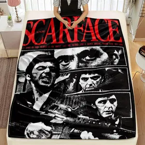 Scarface Movie Theme Flannel Throw Blanket, Soft Skin-Friendly Warm Cover for Home Office Travel, Best Gift for Film Lovers