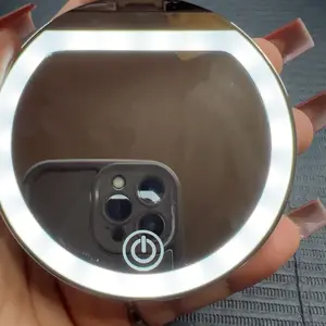 Product Review of Portable Foldable Makeup Mirror, 1 Count Glam Travel Makeup Mirror with LED Light, Compact Mirror for Women, Pocket Size Makeup Tools, Travel Hand Mirror from S**s E**h F**a