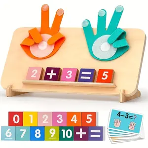 Learning Toys Designed for Children Aged Three And Above, Featuring a Wooden Board for Finger Counting, Number Blocks, And Math Operation Cards, Serving As an Interactive Tool for Enhancing Cognitive Skills in Addition And Subtraction
