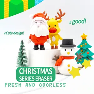 Christmas Eraser Set, Santa Claus, Christmas Tree, Snowman, Deer Designs, Practical Rubber Clay, Easy to Use, No Marks, Perfect Gift