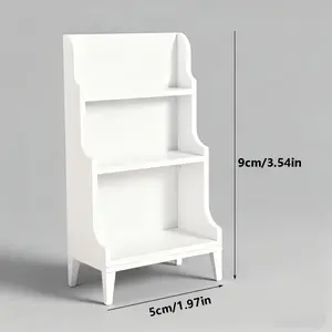 1/12 scale vintage-style ladder bookshelf, multi-layer open storage rack, suitable for dollhouse miniature decoration and BJD display
