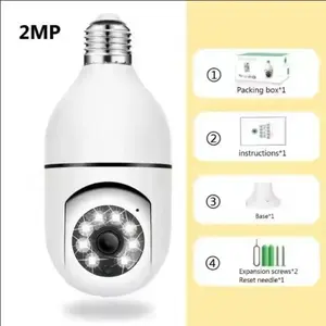 E27 Bulb Full Color Night Vision Auto Human Tracking Zoom Indoor Security Monitor, Wi-Fi Mini Ip Camera for Home Safety Installation