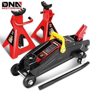 DNA Motoring  2 Ton (4000 lbs) Capacity Low Profile Hydraulic Trolley Service/Floor Jack Combo with 2 Ratchet Jack Stands