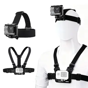 Action Camera Accessories Kit, 2 in 1 Universal - Head Strap Mount/Chest Harness , for SJCAM SJ4K,SJ20,C100+,C110+,C200,C300,C400/ Gopro Hero 13 12 11 10 9 8 7 6 5/AKASO EK7000/V50/Brave 7/ DJI /Dragon Touch Action Camera