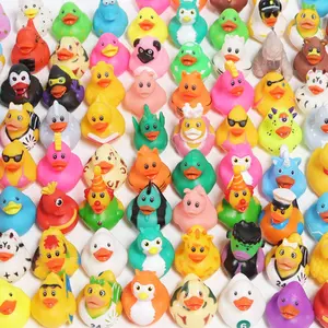 Random 100pcs-Rubber Duck - 2" Bulk Floater Duck For Kids - Bath Toy Assortment - Party Favors, Birthdays, Bath Time, And More