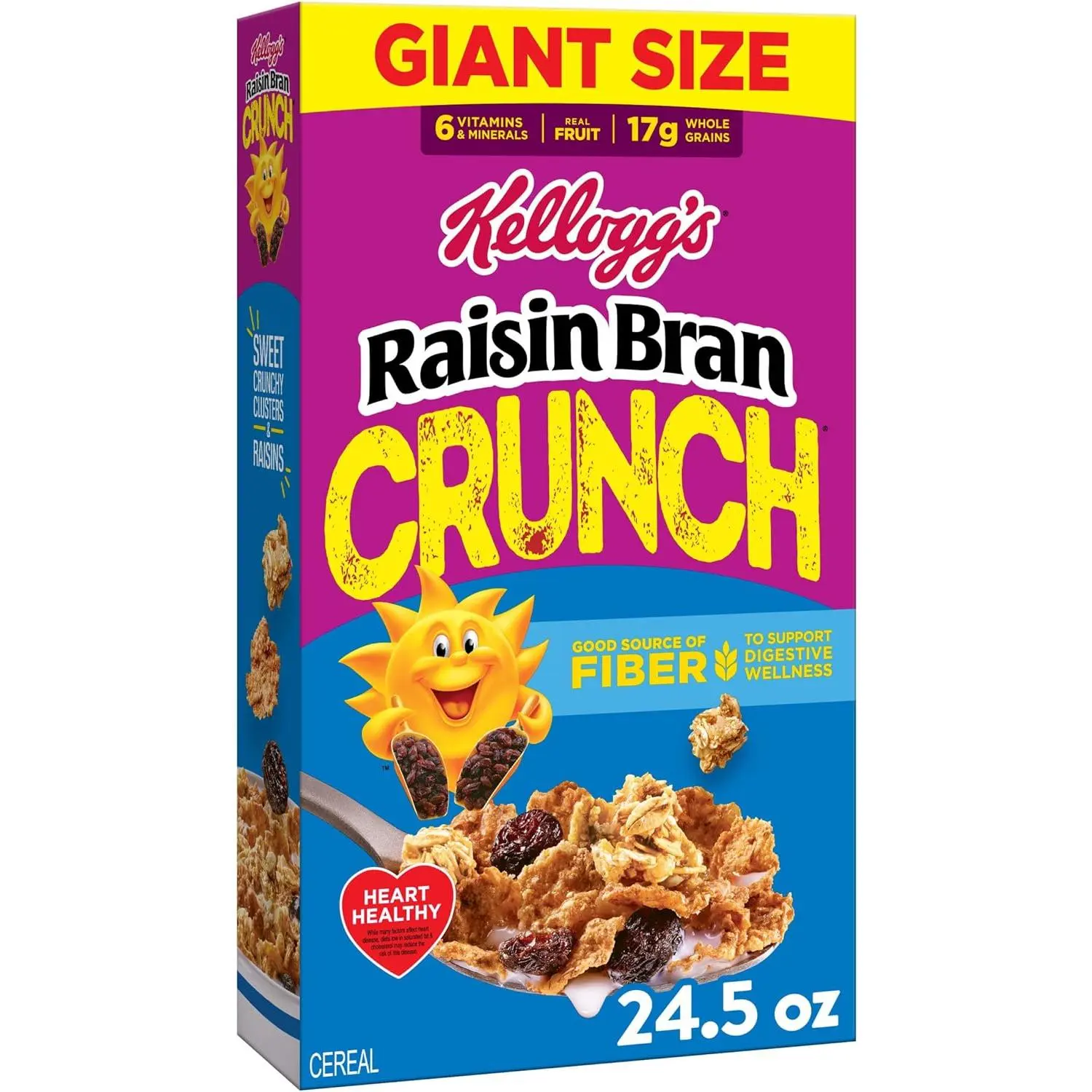 Kellogg's Raisin Bran Crunch Breakfast Cereal, Good Source of Fiber, Giant Size, 24.5 oz Kellogg's Raisin Bran Crunch Breakfast Cereal, Good Source of Fiber, Giant Size, 24.5 oz