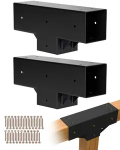 4x4 Inch Pergola Bracket Kit Inner 3.5x3.5 Post Mount, 3-Way Woodworking Brackets For Corner Support, DIY Garden Deck Pergola Hardware, Heavy Duty Steel, 2-Piece Set, Reinforcement Brackets For Outdoor Projects