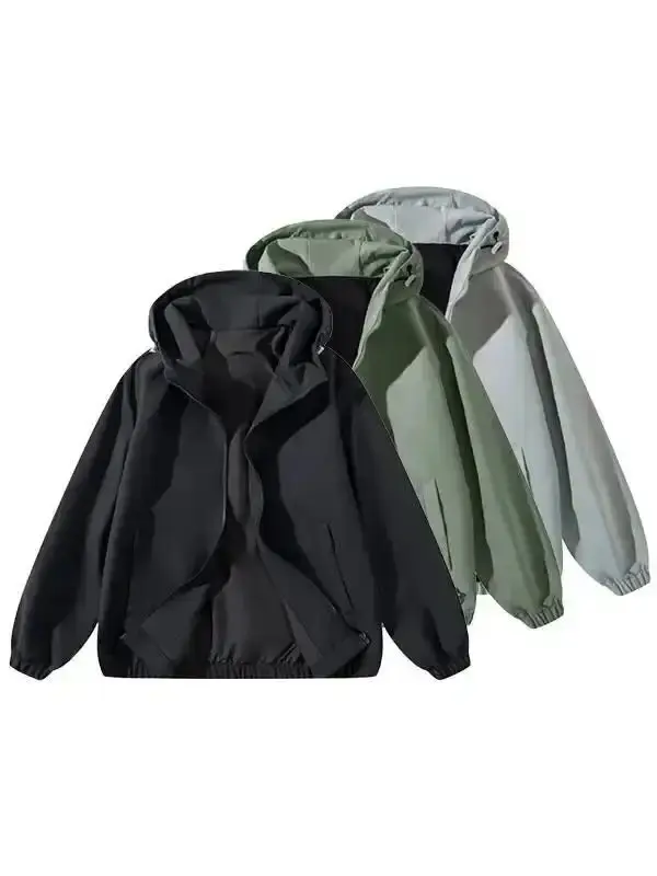 Women's Water-Resistant Windproof Jacket , Lightweight Softshell Long-Sleeve Lady's Coat with Adjustable Hood, Elastic Cuff, Comfortable Casual Windbreaker﻿ summerwins