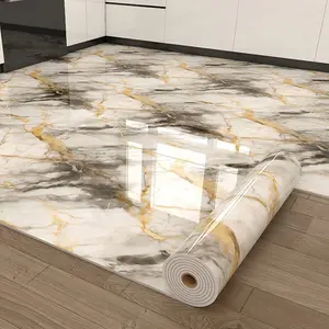 Self Adhesive Vinyl Floor Tiles, 15.74" x 118.11", Bianco Marble Pattern - Peel & Stick, DIY Flooring for Kitchen, Dining Room, Bedrooms & Bathrooms