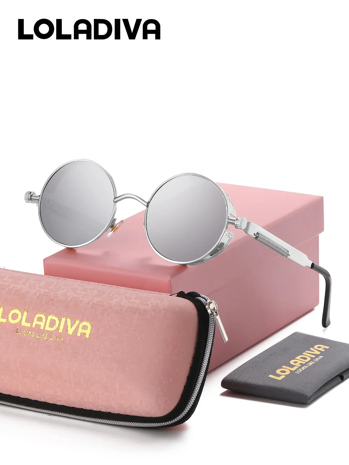 LOLADIVA Unisex Delicate Design Full Frame Sunglasses Party Friendly Round Frame Polarized Sunglasses UV400