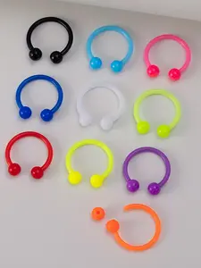10pcs Flexible Horseshoe Colorful Nose Rings, Hoop Acrylic Boiflex Lip Eyebrow Retainer, Septum Piercing Cartilage Earrings, Body Piercing Accessories, Septum Clicker, Nose Rings Hoops