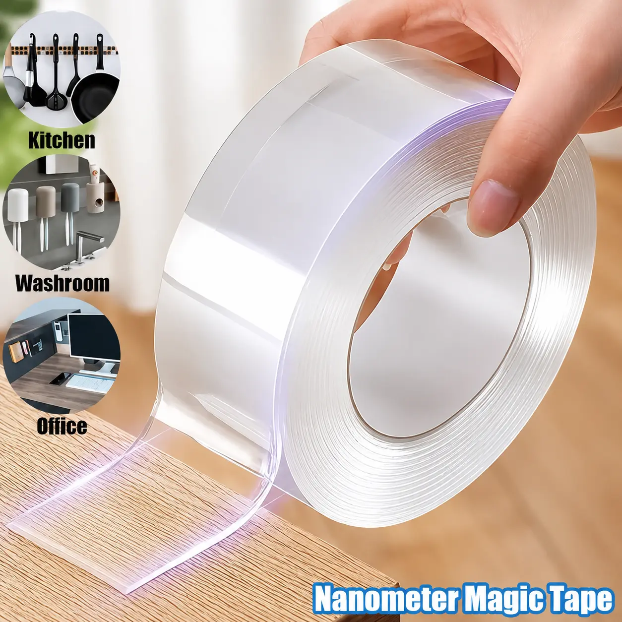 Double-Sided Heavy-Duty Tape, Nano Double-Sided Tape, Transparent Mounting Tape, Reusable Waterproof Tape, No-Trace Magic Tape, Picture Hanging Adhesive Strips, Ideal for Home Decor Projects#TOP PICKS