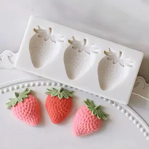 Triple Strawberry Silicone Mold for Baking, Durable Food-Grade Silicone, Ideal for DIY Cake Decoration and Chocolate Making