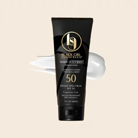 Make It Hybrid™ SPF 50 Facial Sunscreen for Adults, Vegan Nontoxic Oil-Resist Wear Skincare, Lightweight Water-Resistant Moisturizer with Sunflower, Shea, Avocado, Lavender, Carrot & Vitamins for Hydrate, Moisture & All Skin Types (Black Girl Sunscreen)