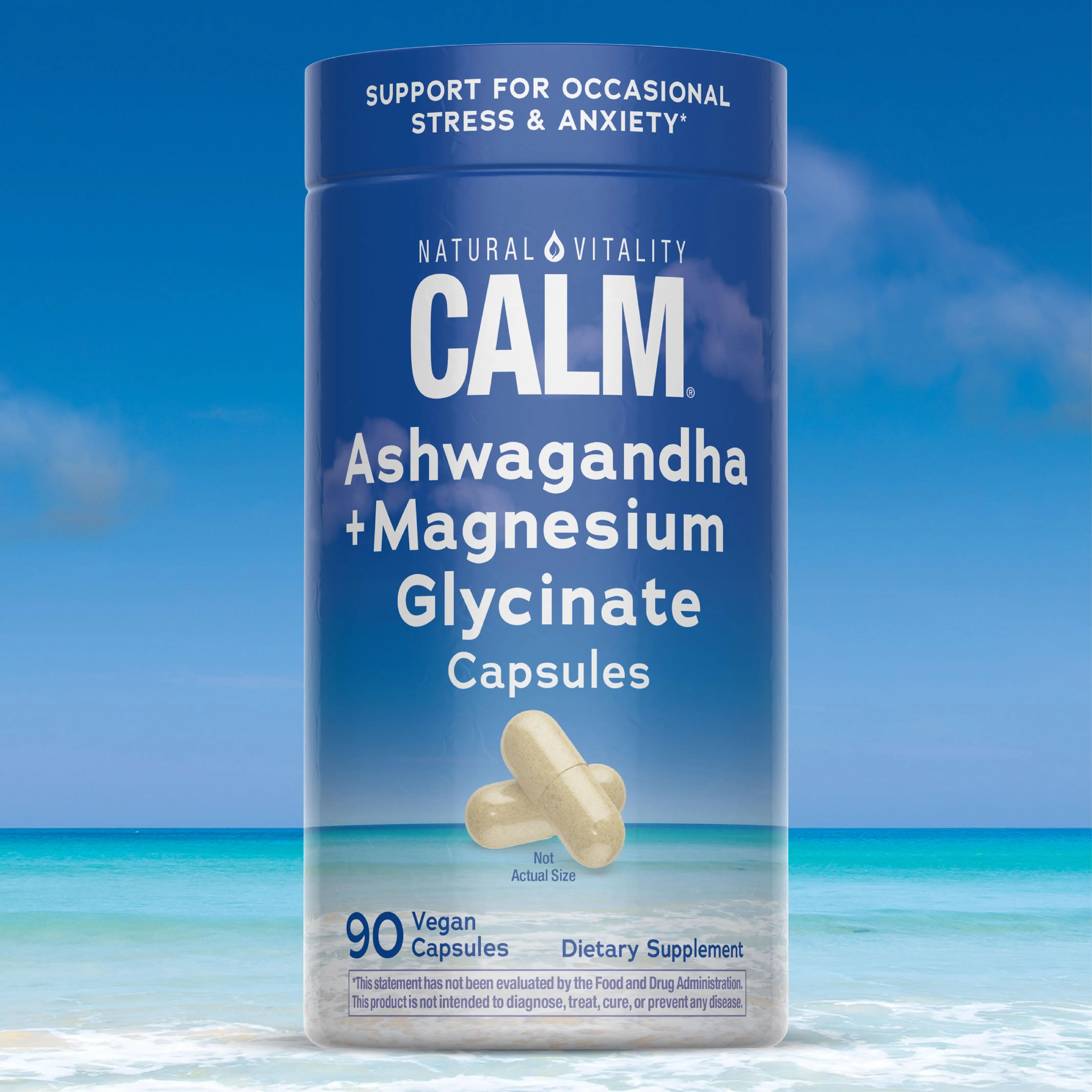 CALM Capsules - With Ashwagandha & Magnesium Glycinate - Helps Manage Occasional Stress and Anxiety - High Absorption - 90 Vegan Capsules