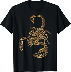 100% Cotton Gold Art Animal Scorpion T-shirt T-Shirt