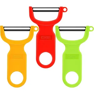3-Pack Original Vegetable Peeler Set - Carbon Steel Blade (Red/Green/Yellow) - Sharp Stainless Steel Kitchen Peeler for Fruits & Vegetables - Ergonomic Non-Slip Handle - Multi-Purpose Kitchen Utensils