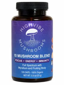 HighVibe Mushrooms LIMITLESS 10 Mushroom Blend Capsules Reishi Cordyceps