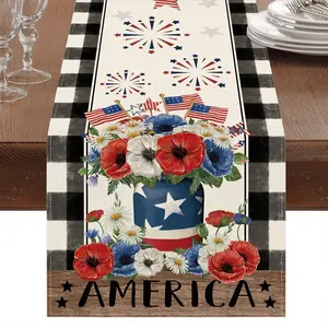 July 4th Table Runner, Patriotic Independence Day Decor, Memorial Day Veterans Day Family Gathering Desktop Decoration