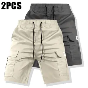 Men's Non-Stretch Lightweight Polyester Workwear Shorts - Drawstring Waistband, Multi-Functional Pockets, Athleisure Casual & Lightweight Workout Shorts - Suitable for Gym, Hiking - Spring/Summer Versatile Athletic Style, Athleisure Casual Shorts,summervi