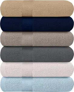 Collection 6-Pack Bath Towels - Lightweight - Extra Absorbent - 100% Cotton - Shower towels (Multi, 27 inchesx54 inches)