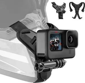 Helmet Mount for GoPro, Motorcycle Chin Strap Attachment with Extension J Hook Dirt Bike Holder Mounting Accessories for Go Pro Max Hero 12 11 10 9 8 7 Insta360 X3 GO3 DJI Action 3 4 Camera Christmas Gifts