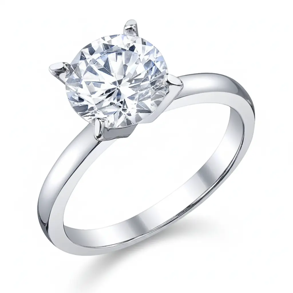 Women's 2Ct. Solitaire Round Brilliant Cubic Zirconia Sterling Silver 925 Wedding Engagement Ring