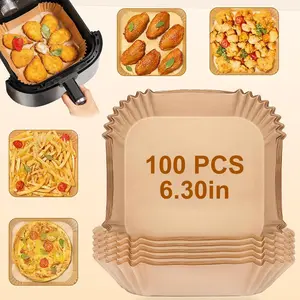 Air Fryer Liner,100 Square Air Fryer ParchmentPaper Liner, Air Fryer Liners Disposable for Microwave,Square Non-Stick Air Fryer Liner Square Free of Bleach