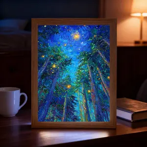 Inspiring Oil Painting Mirror, LED Art Frame, Decorative Lights, Wall or Table Decor, Three Light Color Adjustments, Birthday Gift, Thanksgiving, Christmas