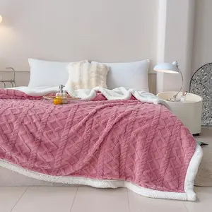 Solid Color Reversible Blanket, 1 Count Soft Warm Thickened Sherpa Blanket, Warm Throw Blanket, Multipurpose Blanket for Sofa, Office, Bed, Camping, Travel