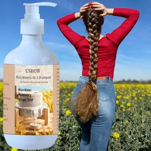 Rice Water 3-In-1 Shampoo with Rosemary Biotin Ginger Root, Deep Cleaning Smooth Shine, Summer Autumn Hair Care, Anti-Dryness