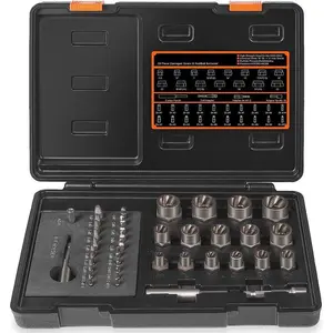 Damaged Screw Extractor Set, 39-Count Bolt Extractor Kit, Impact Bolt & Nut Remover Set for Damaged, Frozen, Rusted tool kit impact socket drive impact impact  socket Impact Lug Hardware