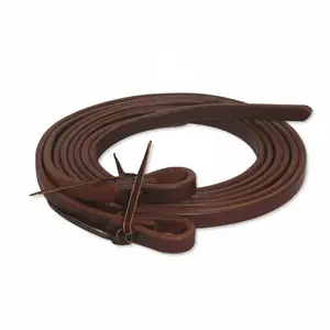 Professional's Choice Ranch Heavy Oil Harness Leather Split Reins - 7' 3" Length - Weighted Tails ¾"