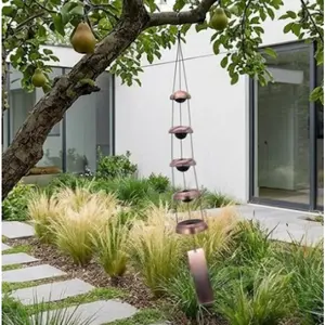 Vintage Metal Pagoda Wind Chimes - Copper Tone Zen Hanging Bell for Garden, Yard & Patio Decor, Memorial Gift