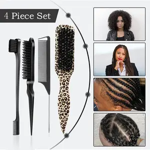 Slick Back Hair Brush, Rat Tail Comb, Edge Bristle Brush, Texture Comb, Hair Styling Combs, Hair Accessories for Girls, Kids Sleek Ponytail/Bun, Edge Control and Smoothing Baby Hair and Flyaways, Styling Brush For Thick/Thin Hair