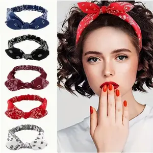 6-Pack Adjustable Knot Bandana Headbands for Women - Bohemian Paisley & Tie-Dye Print Headwraps, Soft Elastic Hair Accessories for Everyday Casual & Festive Outfits, Head Bands Hair Accessories summervibes