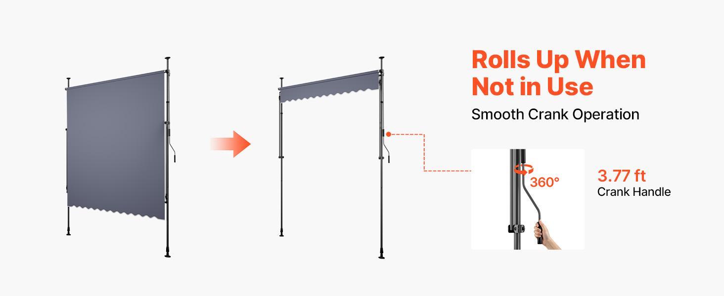 VEVOR Sturdy Manual Retractable Awning, 78" Polyester Parasol Canopy Sun Protection Shelter, Height-Adjustable with Crank Handle for Backyard, Garden - Canopies & Shade Retractable Roof Parasol#BackToSchool VEVOR Sturdy Manual Retractable Awning, 78" Polyester Parasol Canopy Sun Protection Shelter, Height-Adjustable with Crank Handle for Backyard, Garden - Canopies & Shade Retractable Roof Parasol#BackToSchool