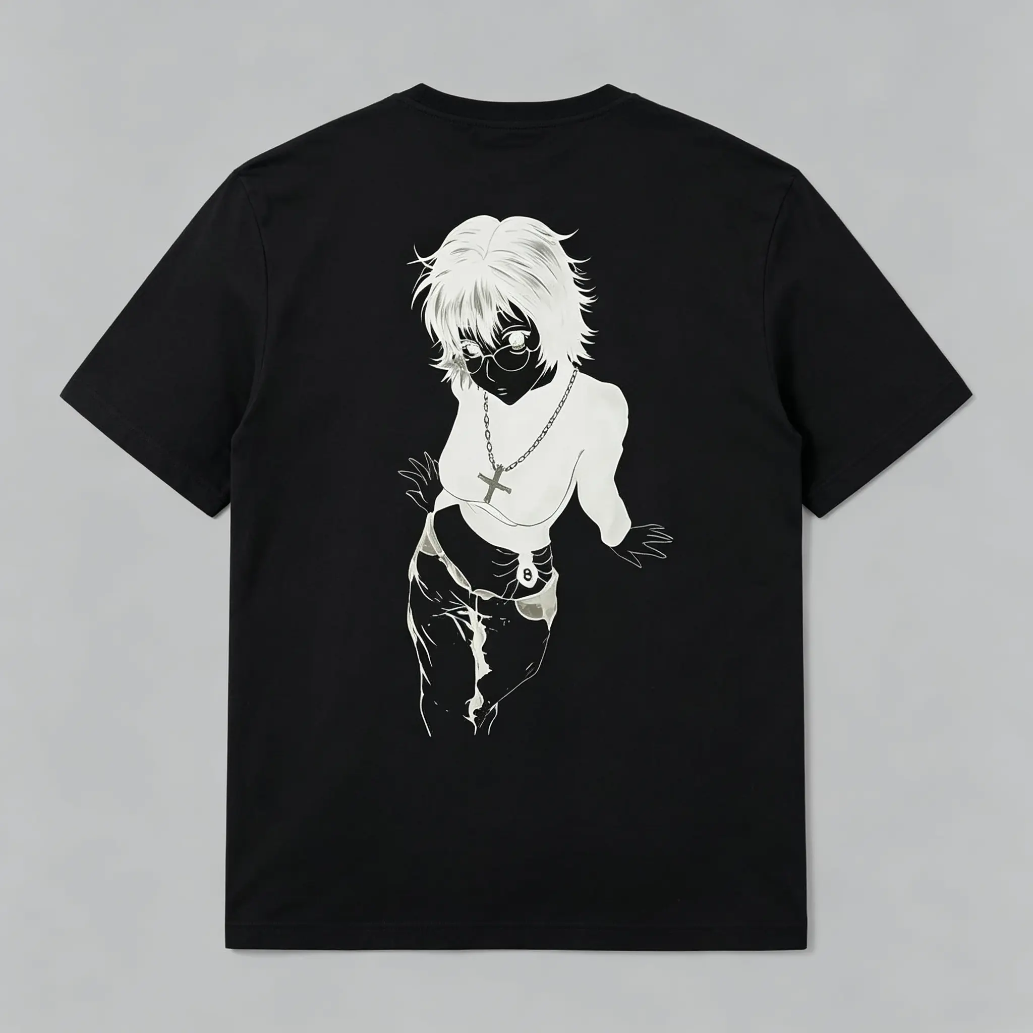 Men's Hunter X Hunter Tshirt, Soft Vintage Washed Shizuku Graphic Top in Heavyweight 100% Cotton for Anime Fans, Ribbed, Fit, Fabric, Vintage Graphic Tees, L, Male Clothing, Baggy, Shortsleeve, Loose, Casual, Cotton Graphic Tees, Vintage Shirts Elastic Kn
