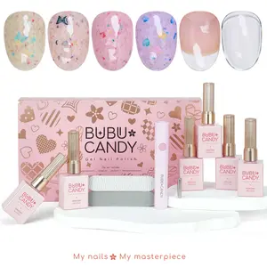 Exclusive to milymanny BUBU CANDY 6PCS Gel Nail Polish Set, HEMA-Free & TPO-Free, Spring Butterfly Solid Colors with Base & Top Coat, 15ml Each, Salon Quality Long Lasting DIY Manicure Kit #