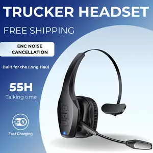 Wireless Bluetooth headset with noise cancelling microphone, truck driver specific earphones, computer headphone suitable for various outdoor sports, office  laptop pc cellphone work gamer Trucker Dual-Mic ipx5 waterproof audio earbuds Electronic Charging