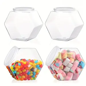 Hexagonal Candy Jar Set, Transparent 30oz & 70oz Containers, Cover, Ideal for Weddings, Graduations, Christmas, Valentine’s Day, Easter Gifts