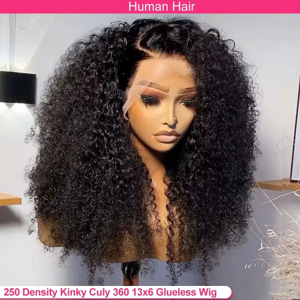 250 Density Deep Curly Wave 13X6 13X4 HD Lace Frontal Wig 30 Inch 360 Full Lace Front Wig Kinky Curly Glueless Human Hair Wig mygoden