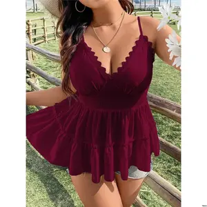 Top Solid Size Sunnyshic Plus Women s Color Simple Daily Splice Lace Camisole