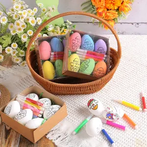Easter DIY Hand-Painted Egg Set, Includes 6 Paintable Eggs & Markers, Kids Craft Kit, Easter Basket Stuffer, Perfect for Spring Parties, Egg Hunts, Fun Crafting