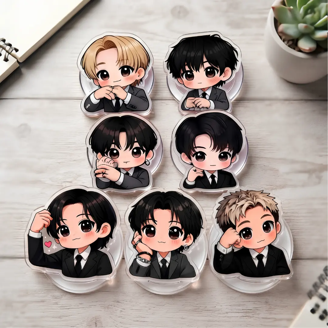 Bangtang Inspired Chibi Phone Grip Holder - Expandable Stand for iPhone & Android Smartphones - Secure Grip Mobile Accessory