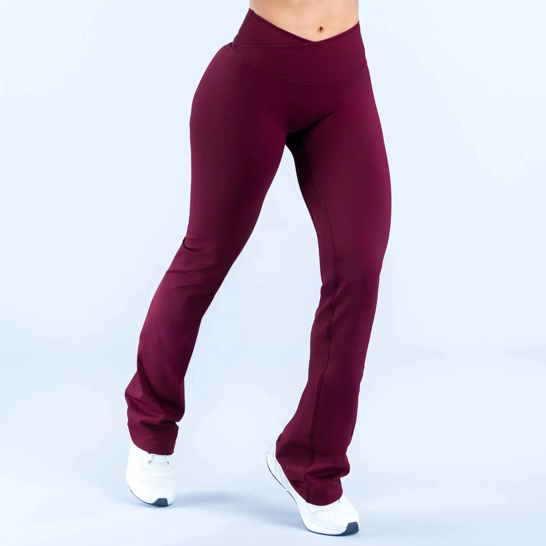 Dfyne Women's Vision Seamless Flared Leggings, Crossover V-Waist Hip-Lifting Gym Yoga Pants for Athleisure, Activewear Bottoms, Seamless Body Legging, Crossover Yoga Leggings