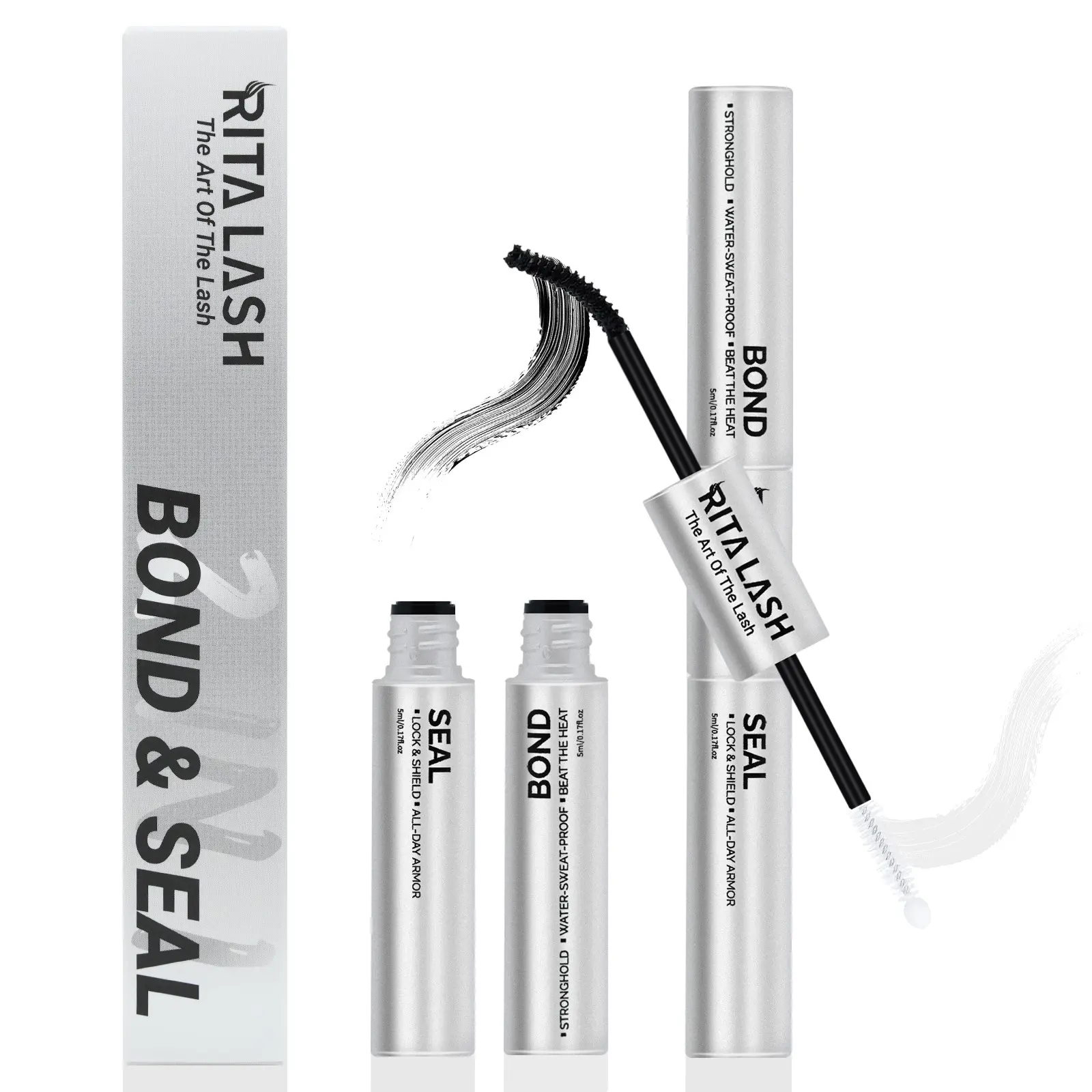 RITALASH Lash Bond Seal 2-IN-1 Power, Strong Hold, Smudge Proof Waterproof Makeup for Flawless Lashes for Lash Clusters Long-Lasting for Sensitive Eyes Pool-proof Rainy Day Proof