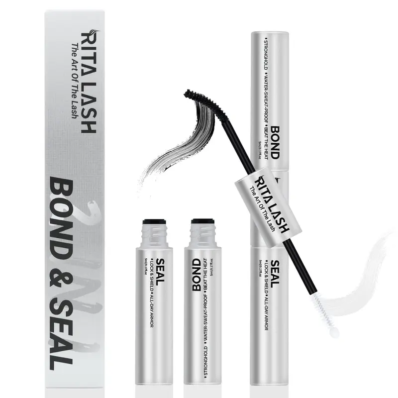 RITALASH 2-in-1 Dual-Ended Lash Bond & Seal, Long-Lasting No Flaking & Waterproof Eyelash Adhesive & Sealer for Clusters, Ideal for Sensitive Eyes, Eye Makeup